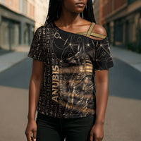 Personalized Egyptian God Anubis Cross Shoulder Shirt Jackal Headed Deity Ancient Egypt Mythology Gilded