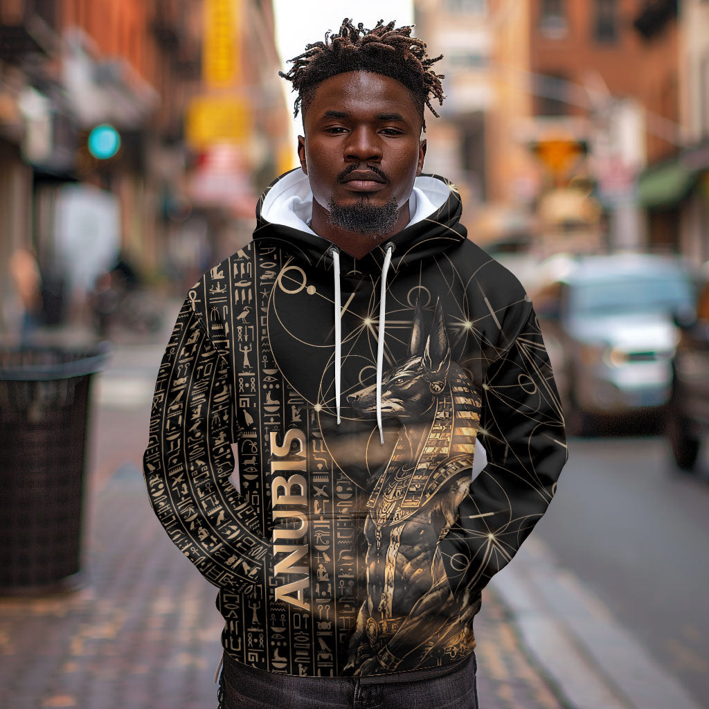 Personalized Egyptian God Anubis Hoodie Jackal Headed Deity Ancient Egypt Mythology Gilded