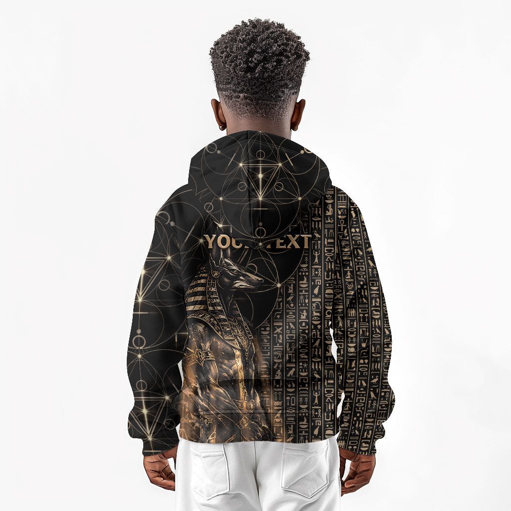 Personalized Egyptian God Anubis Kid Hoodie Jackal Headed Deity Ancient Egypt Mythology Gilded