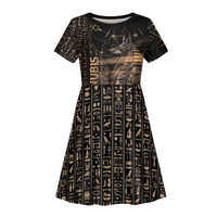 Personalized Egyptian God Anubis Kid Short Sleeve Dress Jackal Headed Deity Ancient Egypt Mythology Gilded