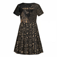 Personalized Egyptian God Anubis Kid Short Sleeve Dress Jackal Headed Deity Ancient Egypt Mythology Gilded