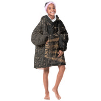 Personalized Egyptian God Anubis Kid Wearable Blanket Hoodie Jackal Headed Deity Ancient Egypt Mythology Gilded