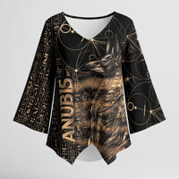 Personalized Egyptian God Anubis Kimono Sleeve Blouse Jackal Headed Deity Ancient Egypt Mythology Gilded