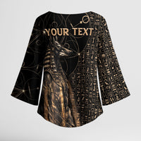 Personalized Egyptian God Anubis Kimono Sleeve Blouse Jackal Headed Deity Ancient Egypt Mythology Gilded
