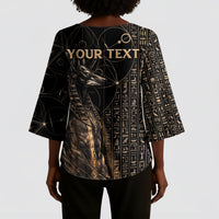 Personalized Egyptian God Anubis Kimono Sleeve Blouse Jackal Headed Deity Ancient Egypt Mythology Gilded