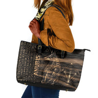 Egyptian God Anubis Leather Tote Bag Jackal Headed Deity Ancient Egypt Mythology Gilded