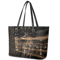 Egyptian God Anubis Leather Tote Bag Jackal Headed Deity Ancient Egypt Mythology Gilded