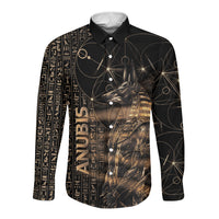 Personalized Egyptian God Anubis Long Sleeve Button Shirt Jackal Headed Deity Ancient Egypt Mythology Gilded