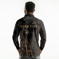 Personalized Egyptian God Anubis Long Sleeve Polo Shirt Jackal Headed Deity Ancient Egypt Mythology Gilded