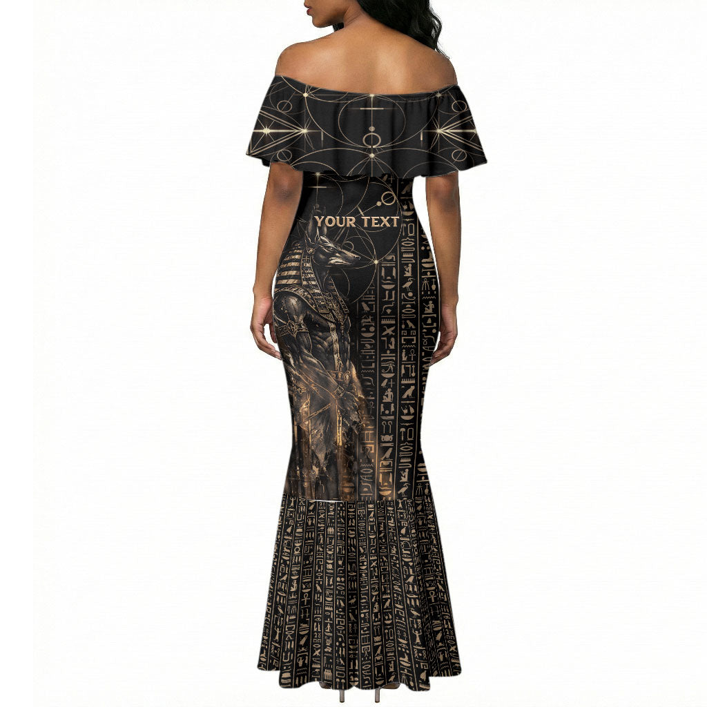 Personalized Egyptian God Anubis Mermaid Dress Jackal Headed Deity Ancient Egypt Mythology Gilded