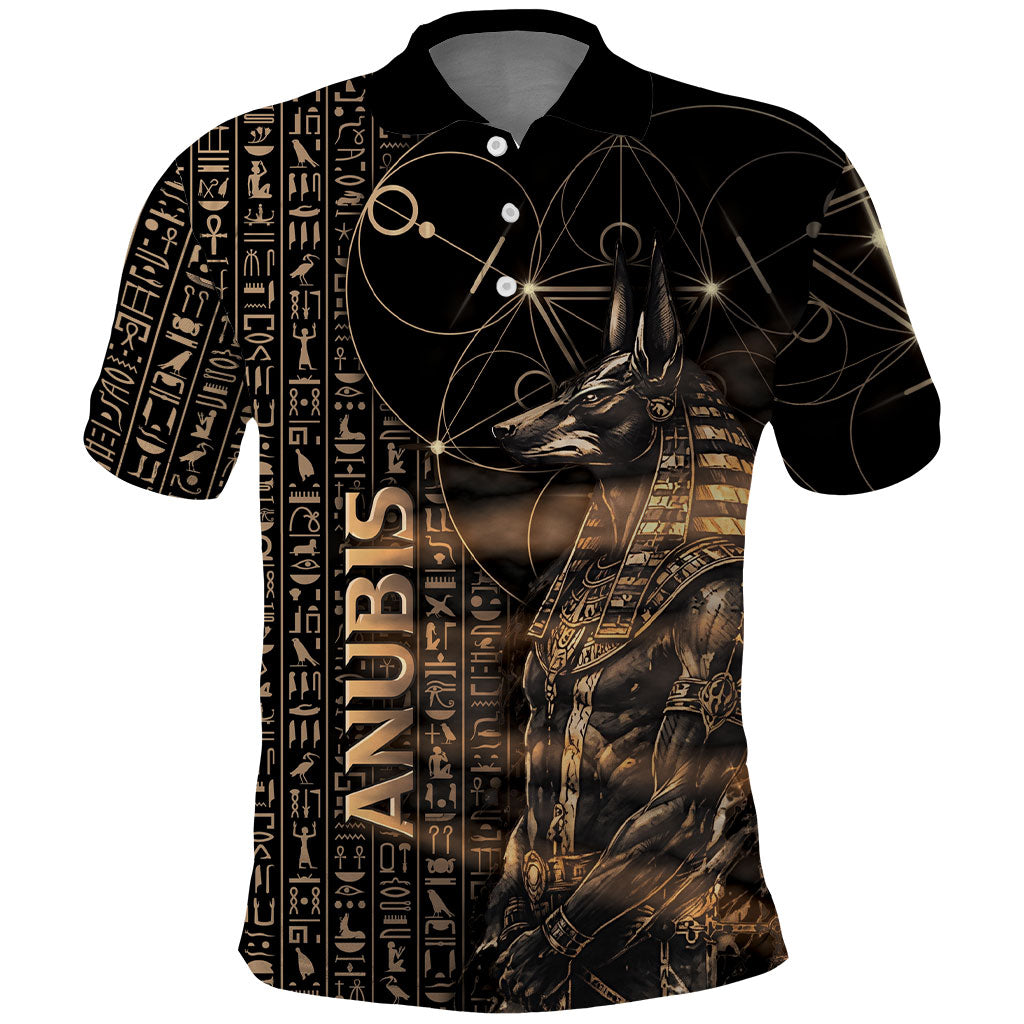 Personalized Egyptian God Anubis Polo Shirt Jackal Headed Deity Ancient Egypt Mythology Gilded