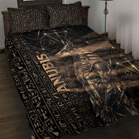 Egyptian God Anubis Quilt Bed Set Jackal Headed Deity Ancient Egypt Mythology Gilded