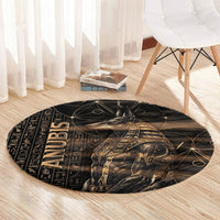 Egyptian God Anubis Round Carpet Jackal Headed Deity Ancient Egypt Mythology Gilded