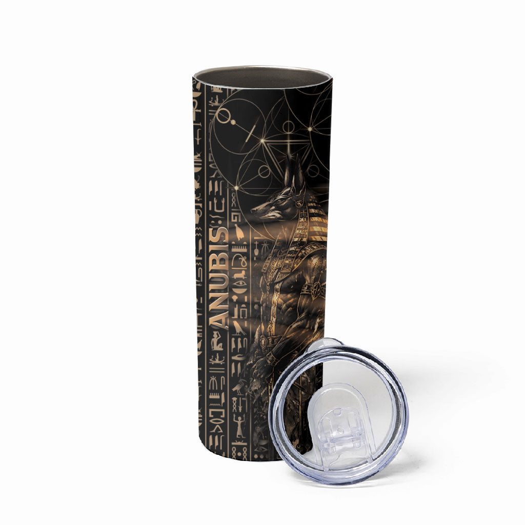 Personalized Egyptian God Anubis Skinny Tumbler Jackal Headed Deity Ancient Egypt Mythology Gilded