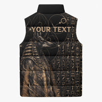 Personalized Egyptian God Anubis Sleeveless Puffer Jacket Jackal Headed Deity Ancient Egypt Mythology Gilded