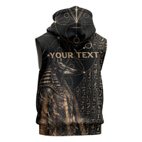 Personalized Egyptian God Anubis Sleeveless Zip Hoodie Jackal Headed Deity Ancient Egypt Mythology Gilded