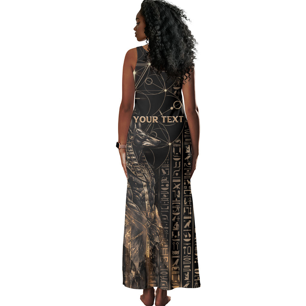 Personalized Egyptian God Anubis Tank Maxi Dress Jackal Headed Deity Ancient Egypt Mythology Gilded