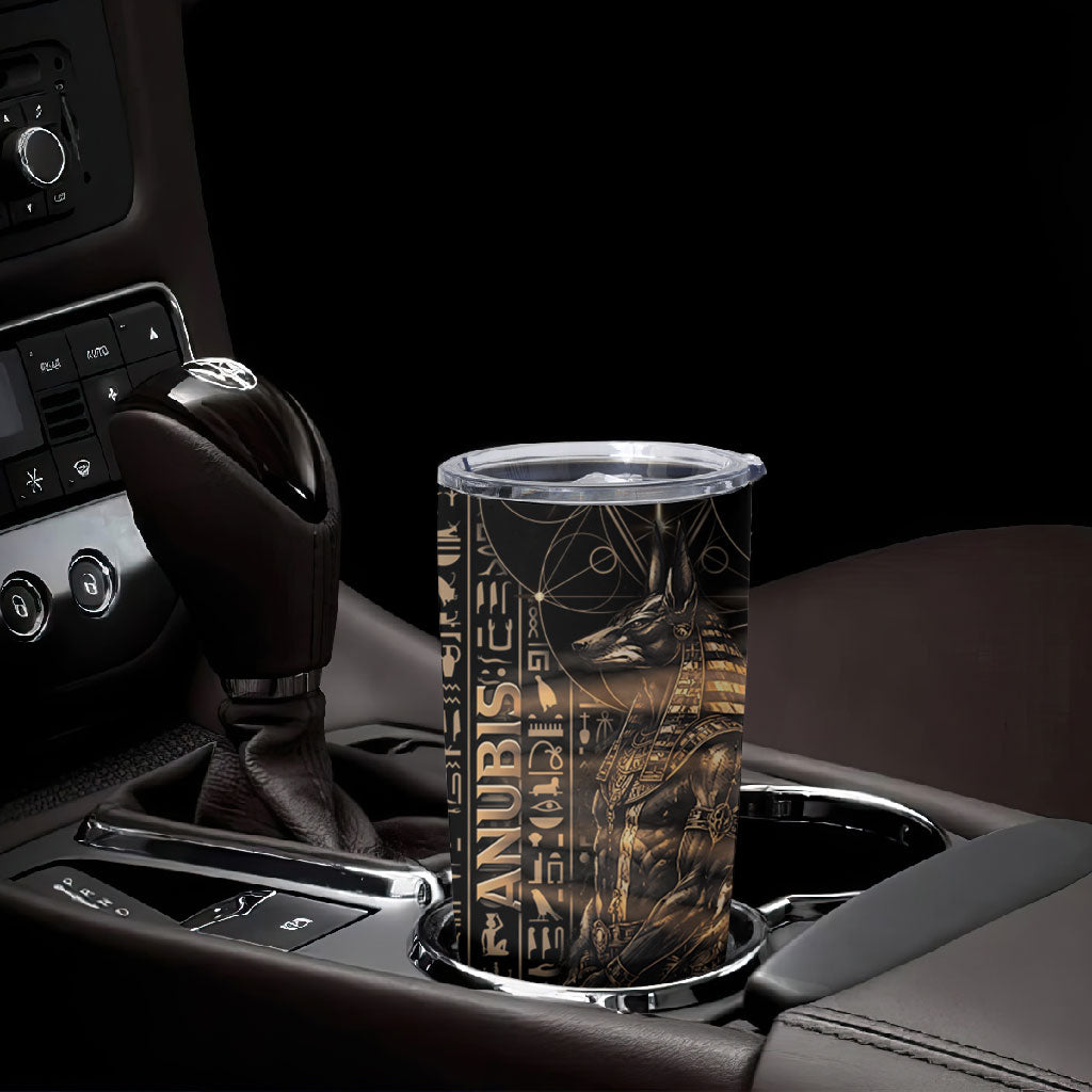 Personalized Egyptian God Anubis Tumbler Cup Jackal Headed Deity Ancient Egypt Mythology Gilded