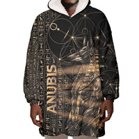 Personalized Egyptian God Anubis Wearable Blanket Hoodie Jackal Headed Deity Ancient Egypt Mythology Gilded