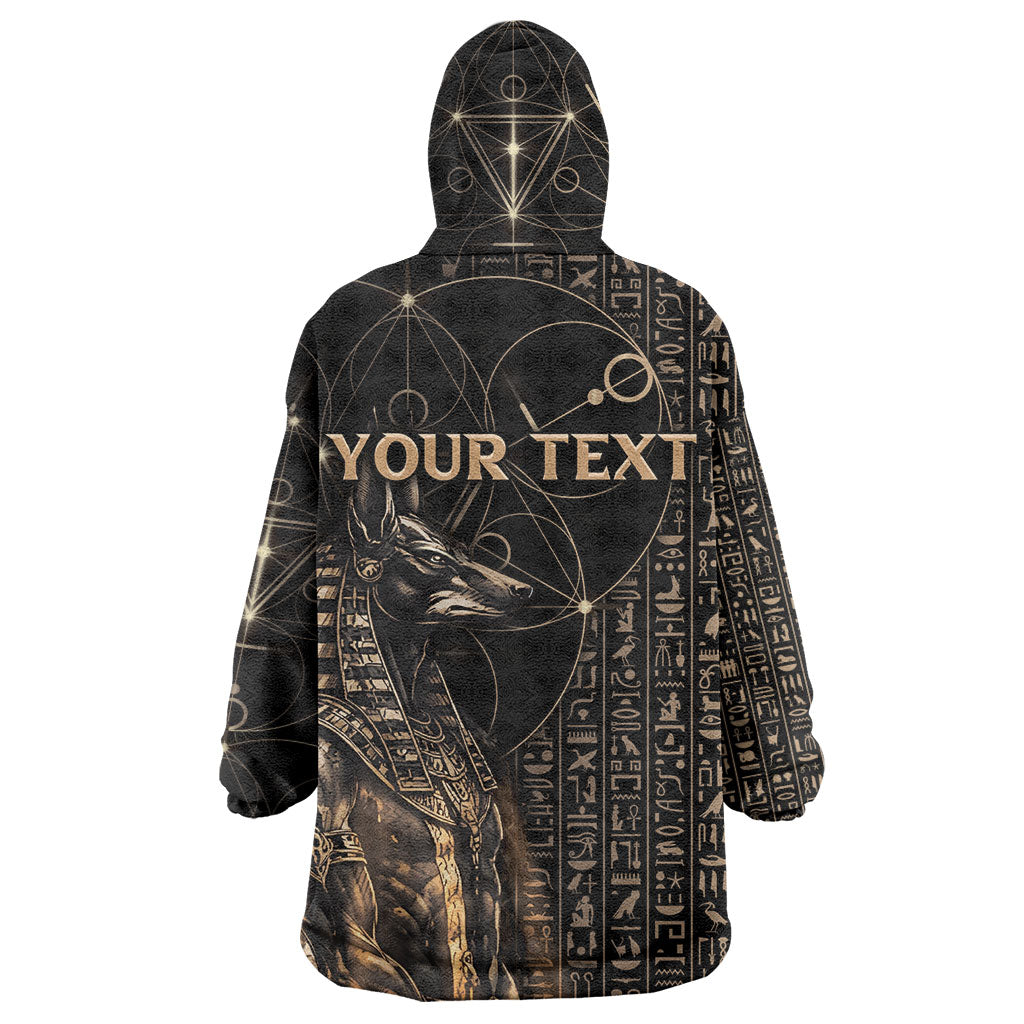 Personalized Egyptian God Anubis Wearable Blanket Hoodie Jackal Headed Deity Ancient Egypt Mythology Gilded