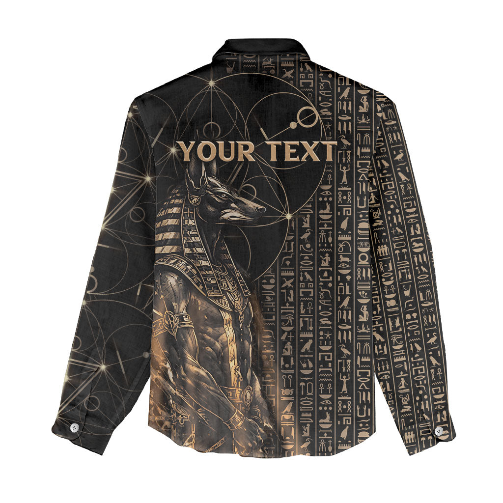 Personalized Egyptian God Anubis Women Casual Shirt Jackal Headed Deity Ancient Egypt Mythology Gilded