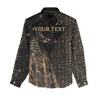 Personalized Egyptian God Anubis Women Casual Shirt Jackal Headed Deity Ancient Egypt Mythology Gilded