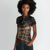 Personalized Egyptian God Anubis Women Polo Shirt Jackal Headed Deity Ancient Egypt Mythology Gilded