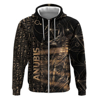 Personalized Egyptian God Anubis Zip Hoodie Jackal Headed Deity Ancient Egypt Mythology Gilded