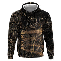 Personalized Egyptian God Anubis Zip Hoodie Jackal Headed Deity Ancient Egypt Mythology Gilded