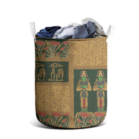Egyptian God Osiris Laundry Basket Green Pharaonic Hieroglyphic Patterns