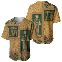 Egyptian God Osiris Baseball Jersey Green Pharaonic Hieroglyphic Patterns