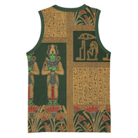 Egyptian God Osiris Basketball Jersey Green Pharaonic Hieroglyphic Patterns