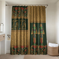 Egyptian God Osiris Bathroom Set Green Pharaonic Hieroglyphic Patterns