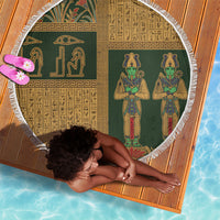 Egyptian God Osiris Beach Blanket Green Pharaonic Hieroglyphic Patterns