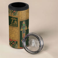 Egyptian God Osiris 4 in 1 Can Cooler Tumbler Green Pharaonic Hieroglyphic Patterns