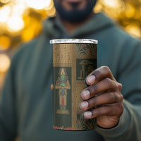 Egyptian God Osiris 4 in 1 Can Cooler Tumbler Green Pharaonic Hieroglyphic Patterns