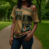 Egyptian God Osiris Cross Shoulder Shirt Green Pharaonic Hieroglyphic Patterns