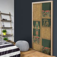 Egyptian God Osiris Door Cover Green Pharaonic Hieroglyphic Patterns