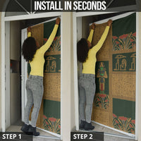 Egyptian God Osiris Door Cover Green Pharaonic Hieroglyphic Patterns