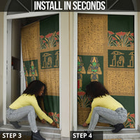 Egyptian God Osiris Door Cover Green Pharaonic Hieroglyphic Patterns