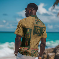 Egyptian God Osiris Hawaiian Shirt Green Pharaonic Hieroglyphic Patterns