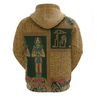 Egyptian God Osiris Hoodie Green Pharaonic Hieroglyphic Patterns