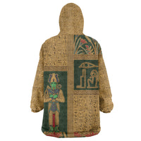 Egyptian God Osiris Kid Wearable Blanket Hoodie Green Pharaonic Hieroglyphic Patterns