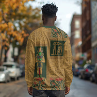 Egyptian God Osiris Long Sleeve Shirt Green Pharaonic Hieroglyphic Patterns