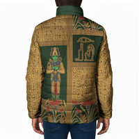 Egyptian God Osiris Padded Jacket Green Pharaonic Hieroglyphic Patterns