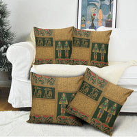 Egyptian God Osiris Pillow Cover Green Pharaonic Hieroglyphic Patterns
