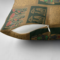 Egyptian God Osiris Pillow Cover Green Pharaonic Hieroglyphic Patterns