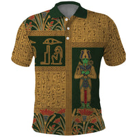 Egyptian God Osiris Polo Shirt Green Pharaonic Hieroglyphic Patterns
