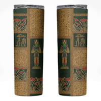 Egyptian God Osiris Skinny Tumbler Green Pharaonic Hieroglyphic Patterns