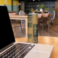 Egyptian God Osiris Skinny Tumbler Green Pharaonic Hieroglyphic Patterns
